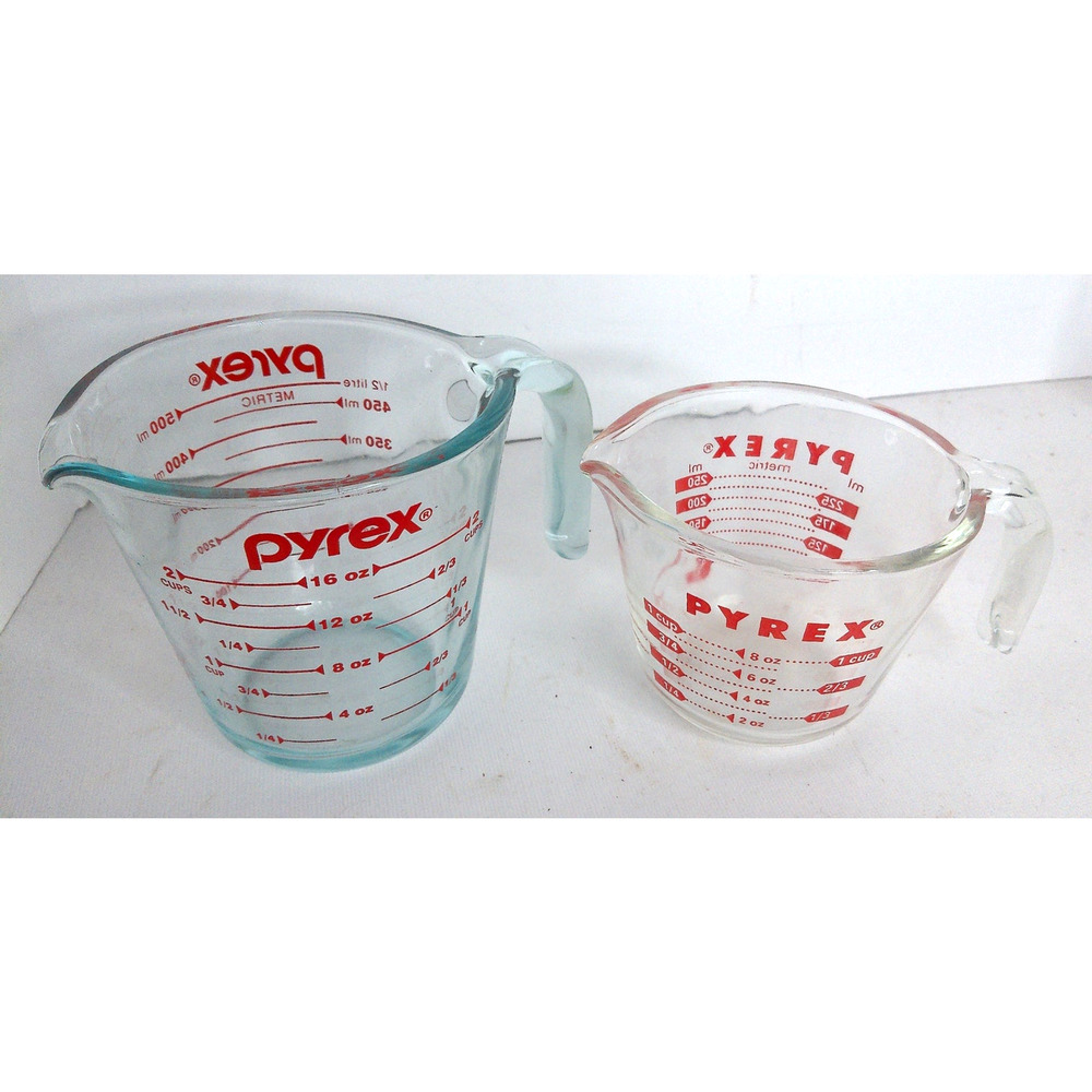 Vintage Pyrex Glass Measuring Cup Set 1-Cup and 2-Cup High-Quality Glass Set
